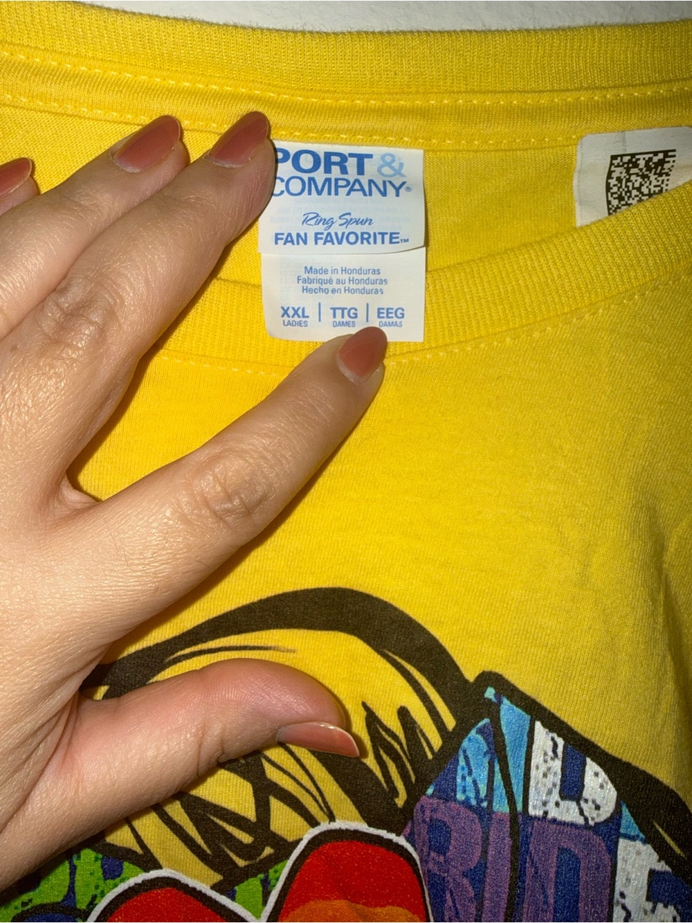 Port and Company Yellow #FREEMOMHUGS Graphic Tee with Rainbow Accents - Picture 2 of 3